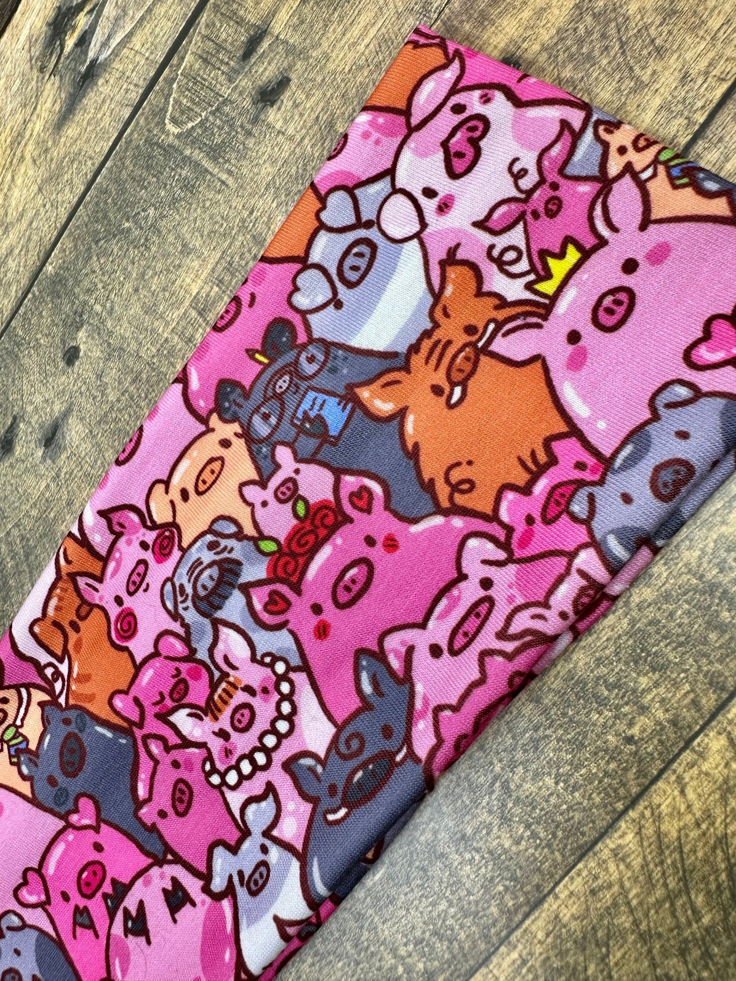 Handmade Pink Pig Headband: Jersey Knit Cartoon Headband