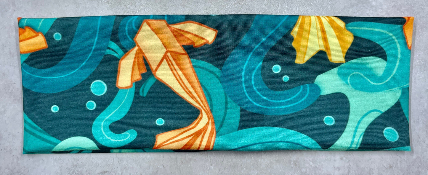 Koi Pond Fish Leap Pads Water Lilly Jersey Knit Soft Headbands