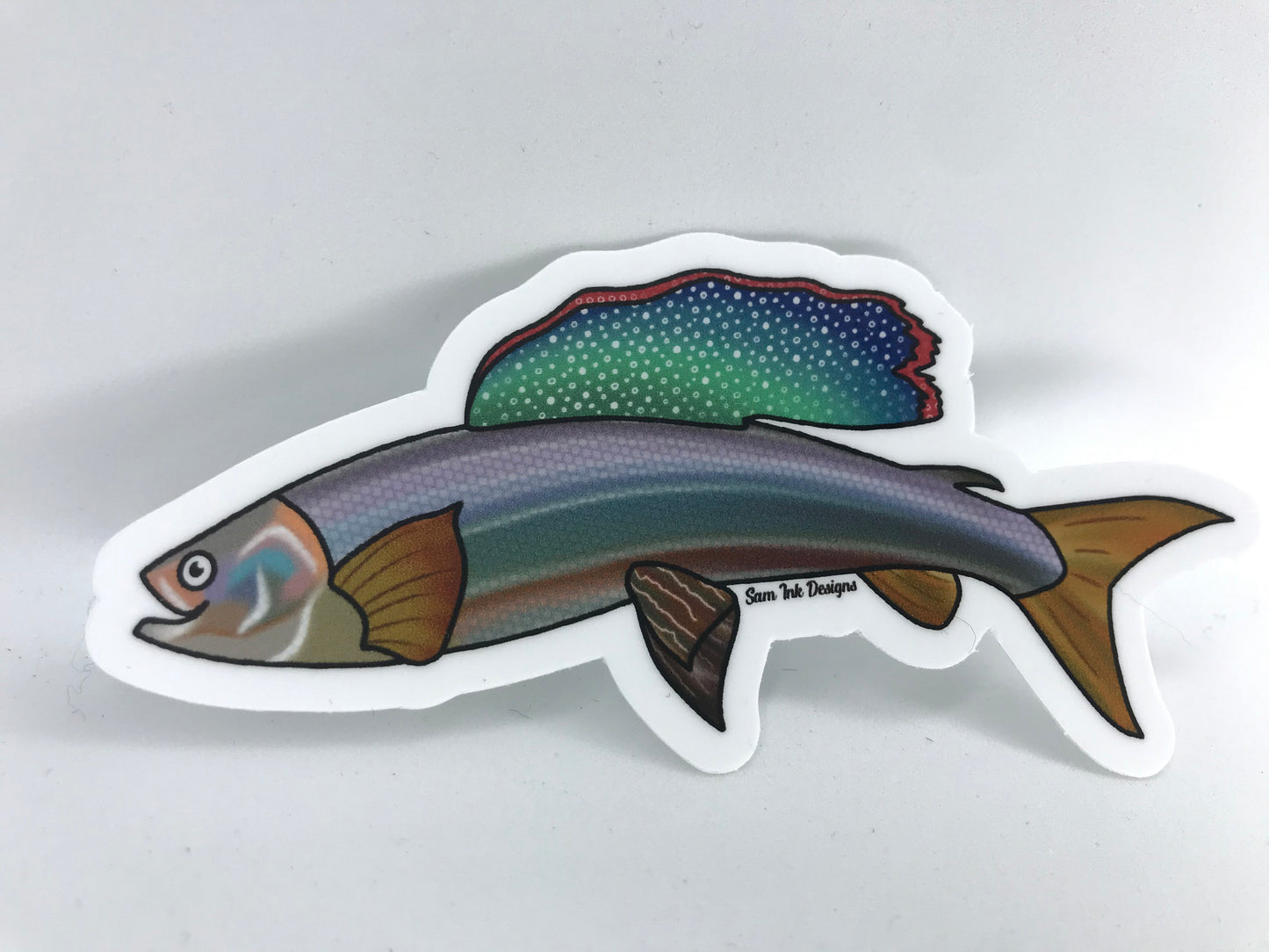 Arctic Grayling Fish Sticker: Holographic Alaska Decal