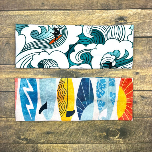 Surfing Waves Handmade Headbands Jersey Knit Soft Ocean Beach Surf Wear