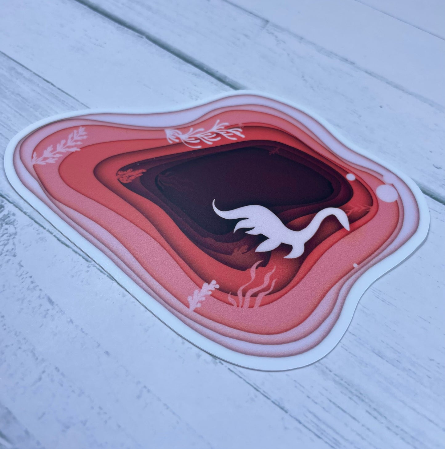 Loch Ness Monster Sticker: Coral Nessie Art, Waterproof Vinyl