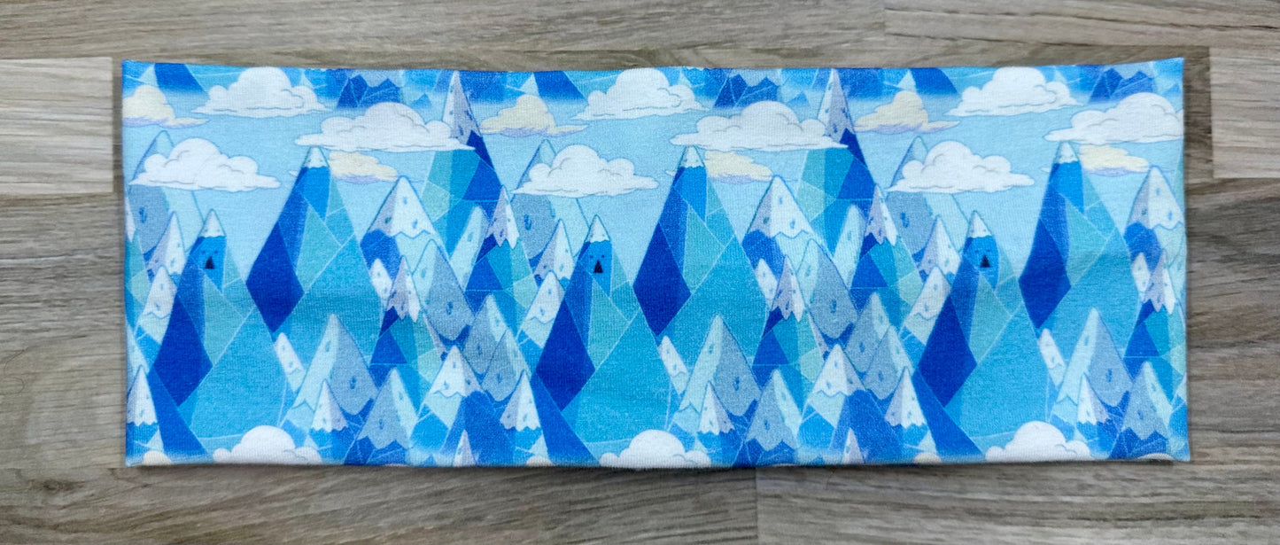 Snowflakes Headband and Ice Mountains Handmade Headbands Jersey Knit Soft