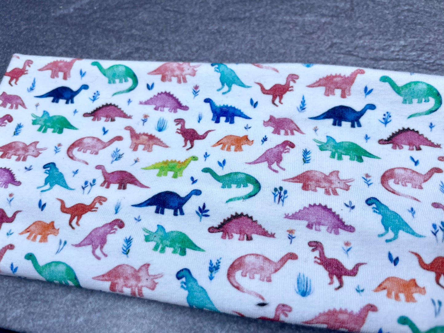 Pink Rainbow Cute Dinosaur Jersey Knit Soft Headbands Floral Dino Gift for Her Girls Accessories