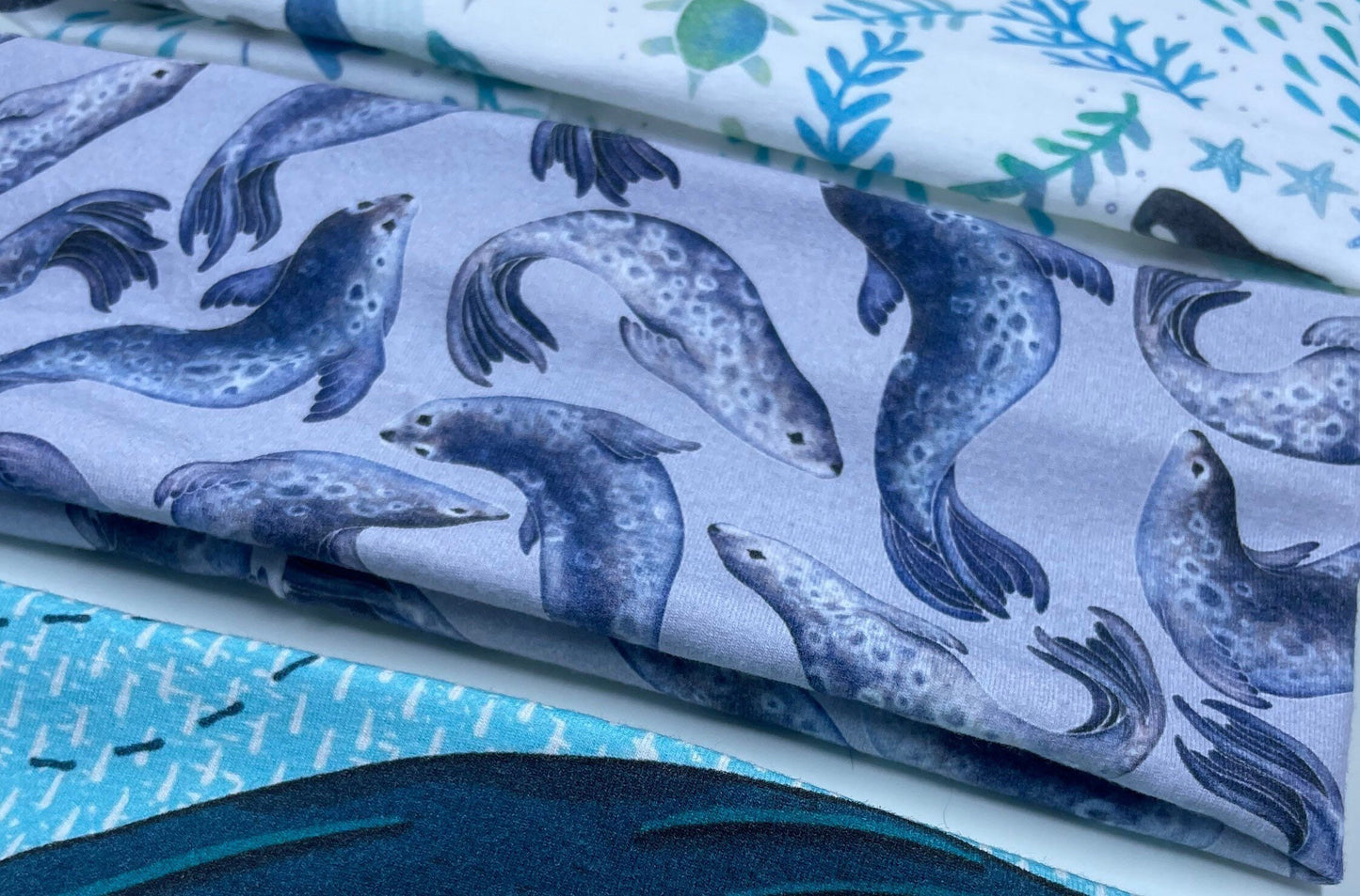 Purple Sea Lions and Seals Handmade Headbands Jersey Knit Soft