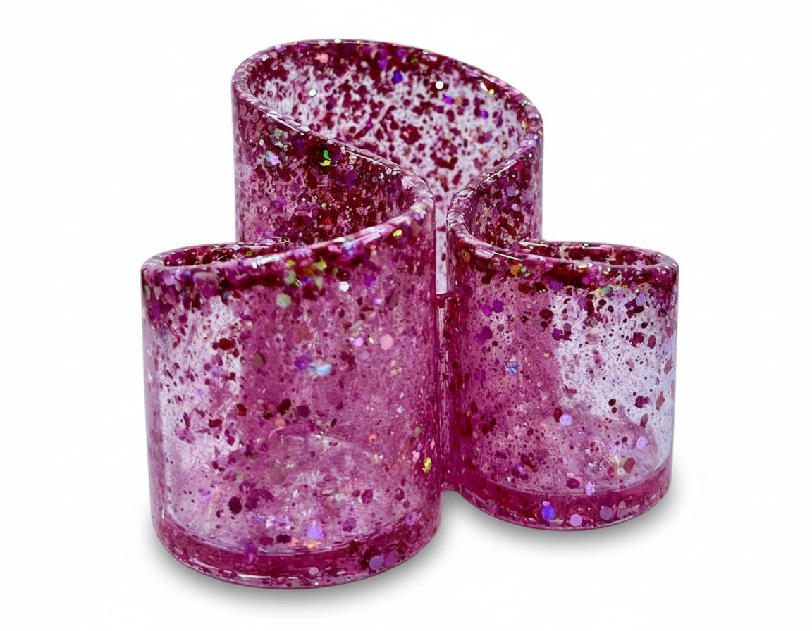 Pink Glitter Resin Makeup Brush Holder Organizer