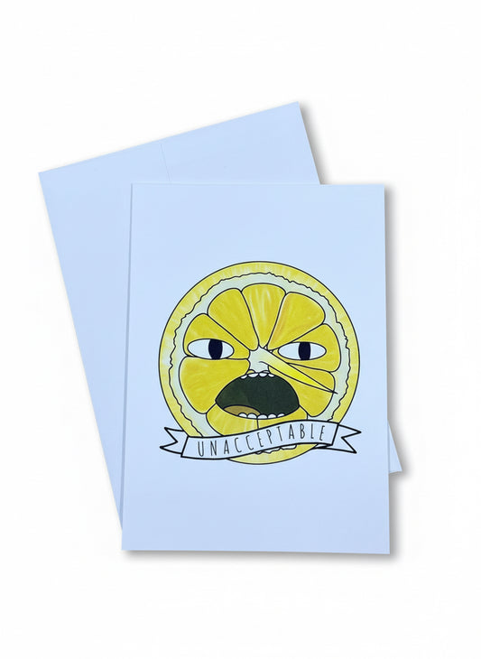 Earl of Lemongrab Adventure Time Cartoon Unacceptable Funny Card Thank You Congratulations Card Motivational