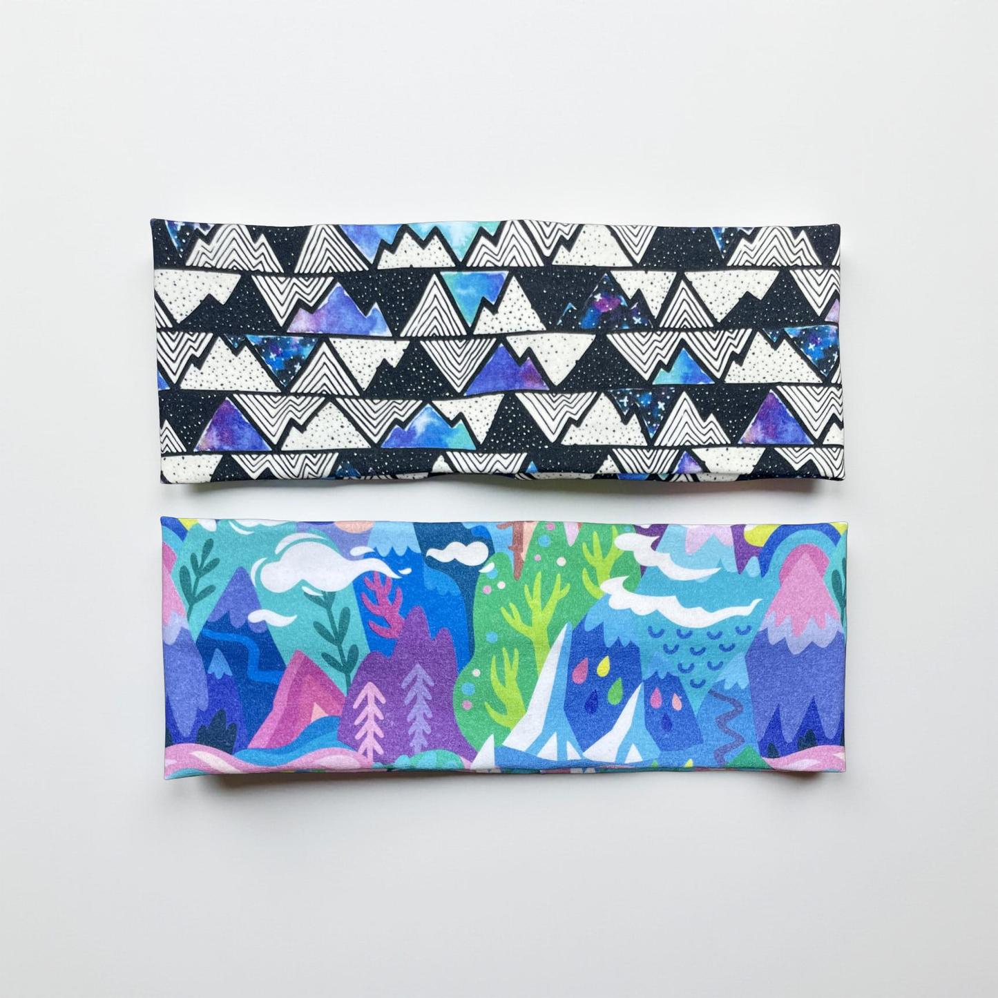 Mountains Handmade Headbands Jersey Knit Soft Starry Galaxy and Watercolor Mountains