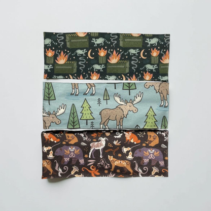 Wilderness Animals Moose Raccoons Handmade Headbands Jersey Knit Soft