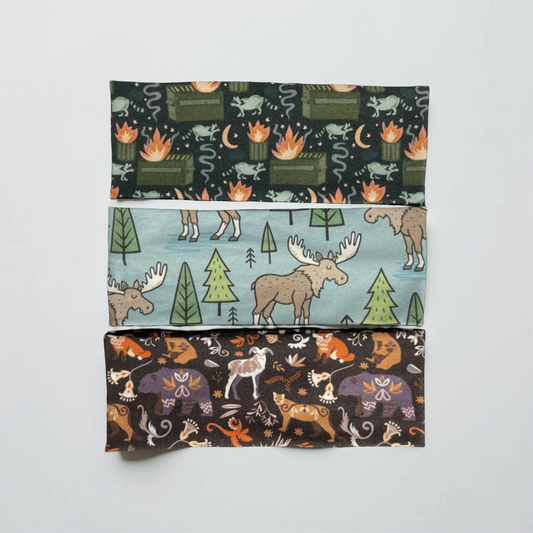 Wilderness Animals Moose Raccoons Handmade Headbands Jersey Knit Soft