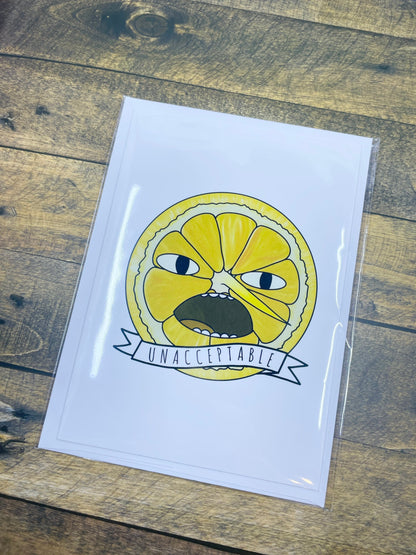 Earl of Lemongrab Adventure Time Cartoon Unacceptable Funny Card Thank You Congratulations Card Motivational