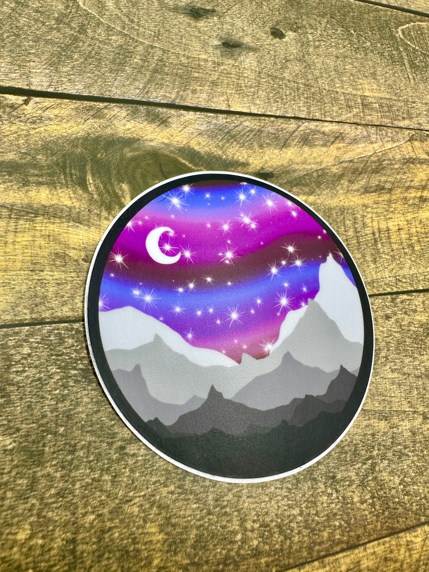 Alaska Mountain Aurora Sticker: Waterproof Vinyl Decal