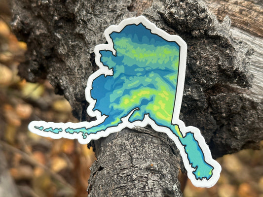 Alaska Sticker Purple and Green Topographical Original Design Artwork