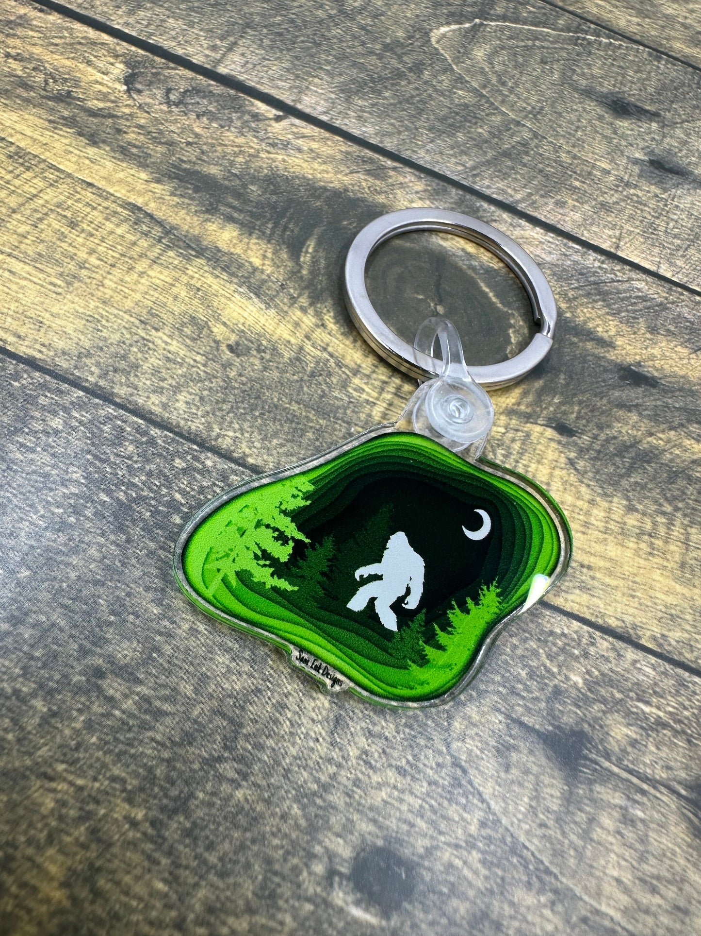 Bigfoot Topographical Key Chain Cryptid Sasquatch