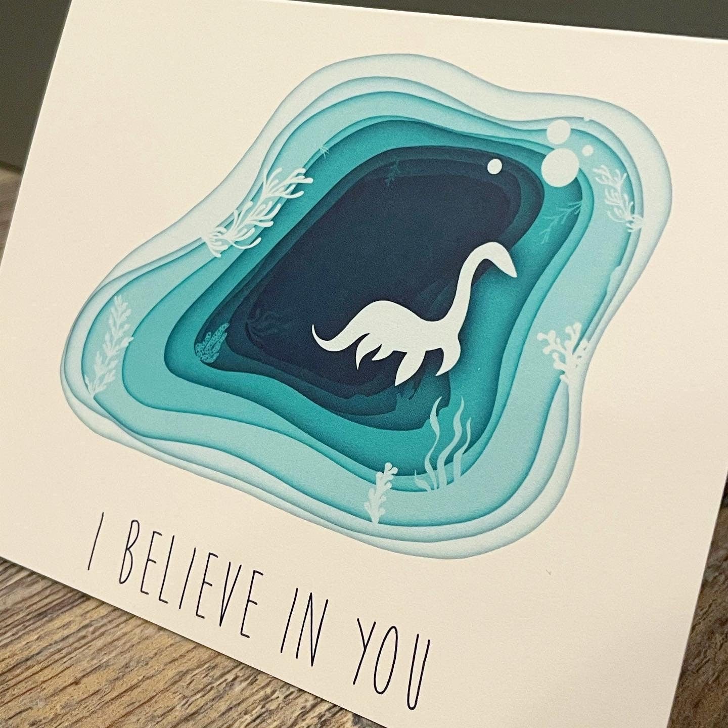 Nessie Greeting Card: Loch Ness Monster Topographical Design