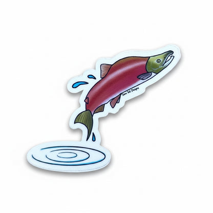 Jumping Salmon Sticker: Waterproof Alaska Fish Art