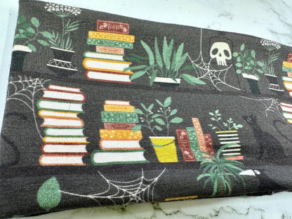 Handmade Dark Academia Headband: Moth, Ferns, Bookshelves Print