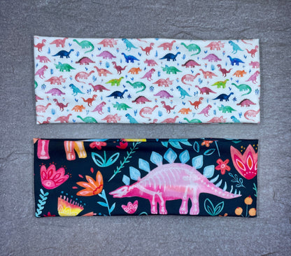 Pink Rainbow Cute Dinosaur Jersey Knit Soft Headbands Floral Dino Gift for Her Girls Accessories