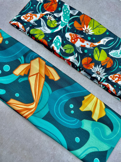 Koi Pond Fish Leap Pads Water Lilly Jersey Knit Soft Headbands