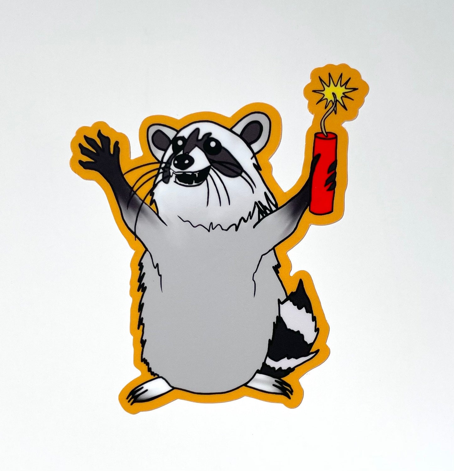 Chaos Raccoon with Dynamite Original Artwork Sticker Gift Hydroflask Waterproof Sticker Decal Fade Resistant