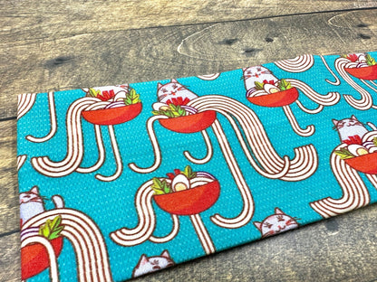 Cut Cats in Ramen Bowls Handmade Headbands Jersey Knit Soft