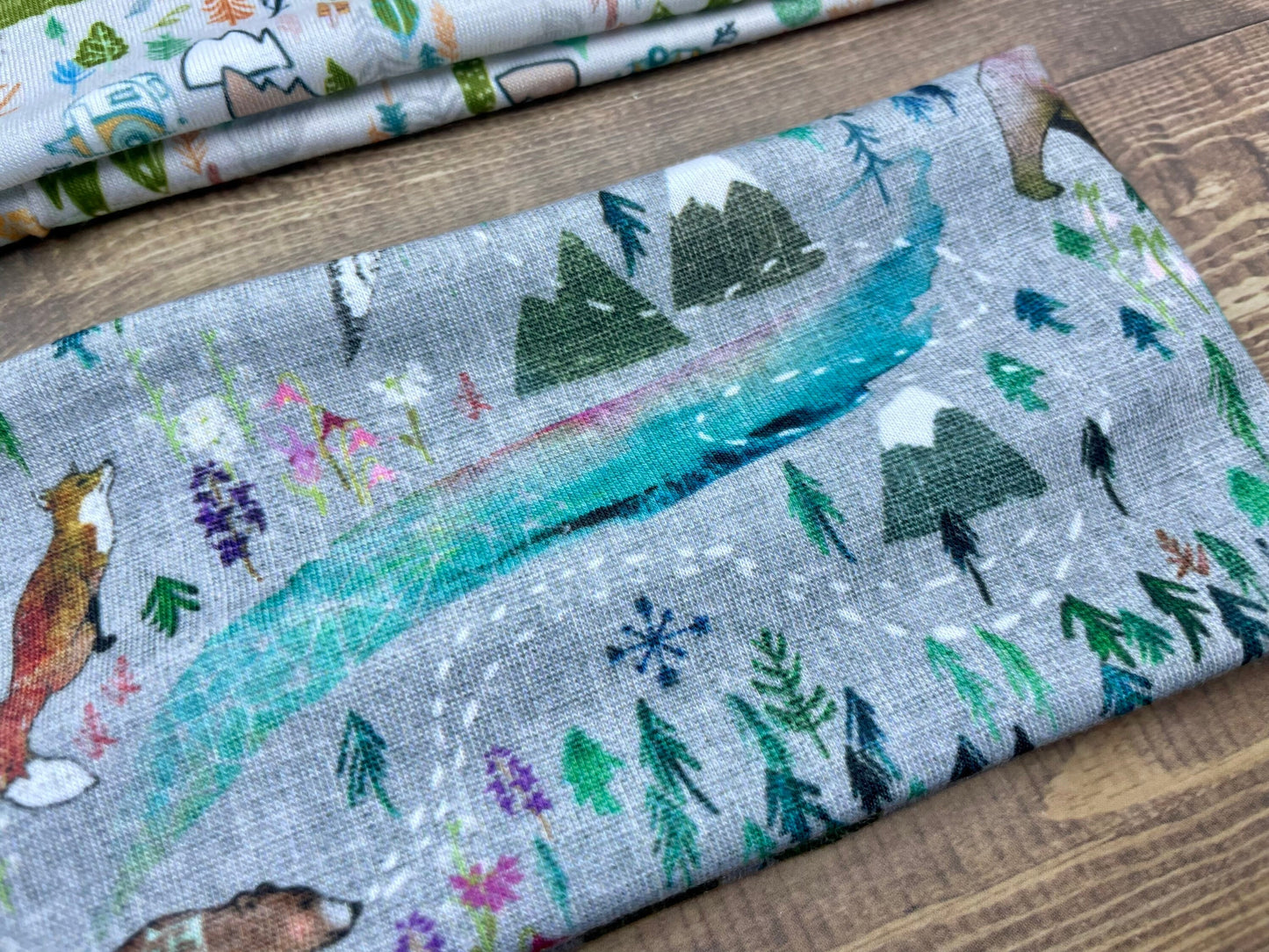 Handmade Alaska Headband: Bison, Fox, Bear Forest Print