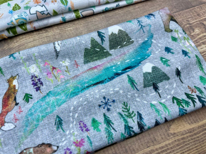 Handmade Alaska Headband: Bison, Fox, Bear Forest Print