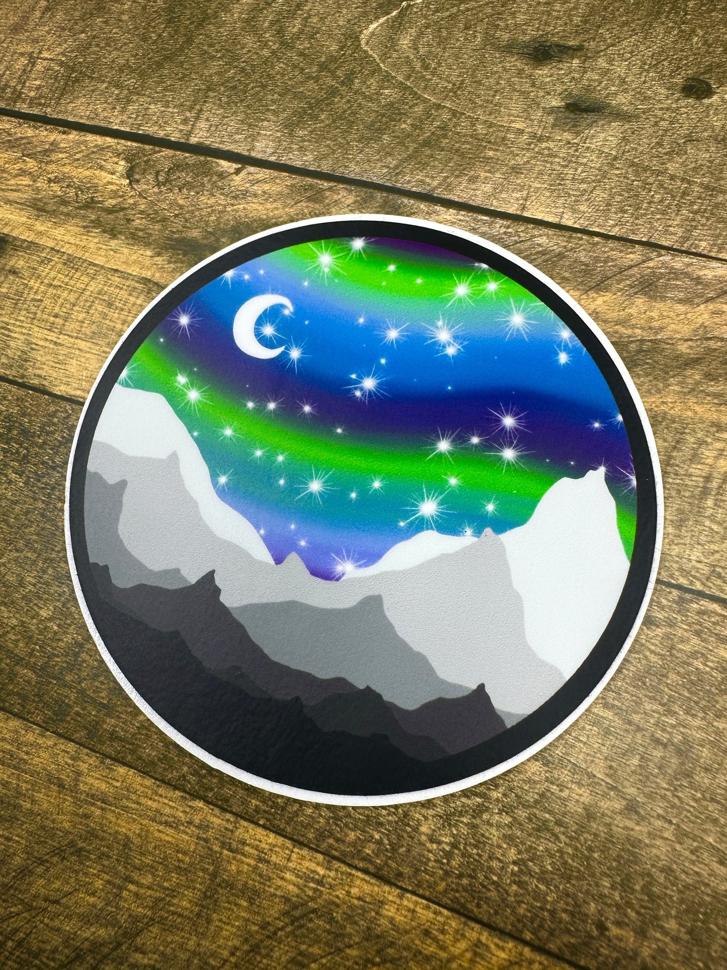 Alaska Mountain Aurora Sticker: Waterproof Vinyl Decal