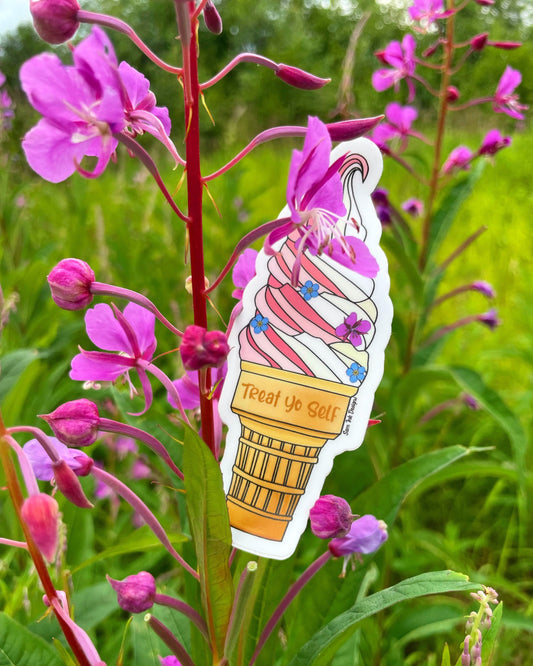 Alaska Ice Cream Wildflower Forget Me Not and Fireweed Sticker Waterproof