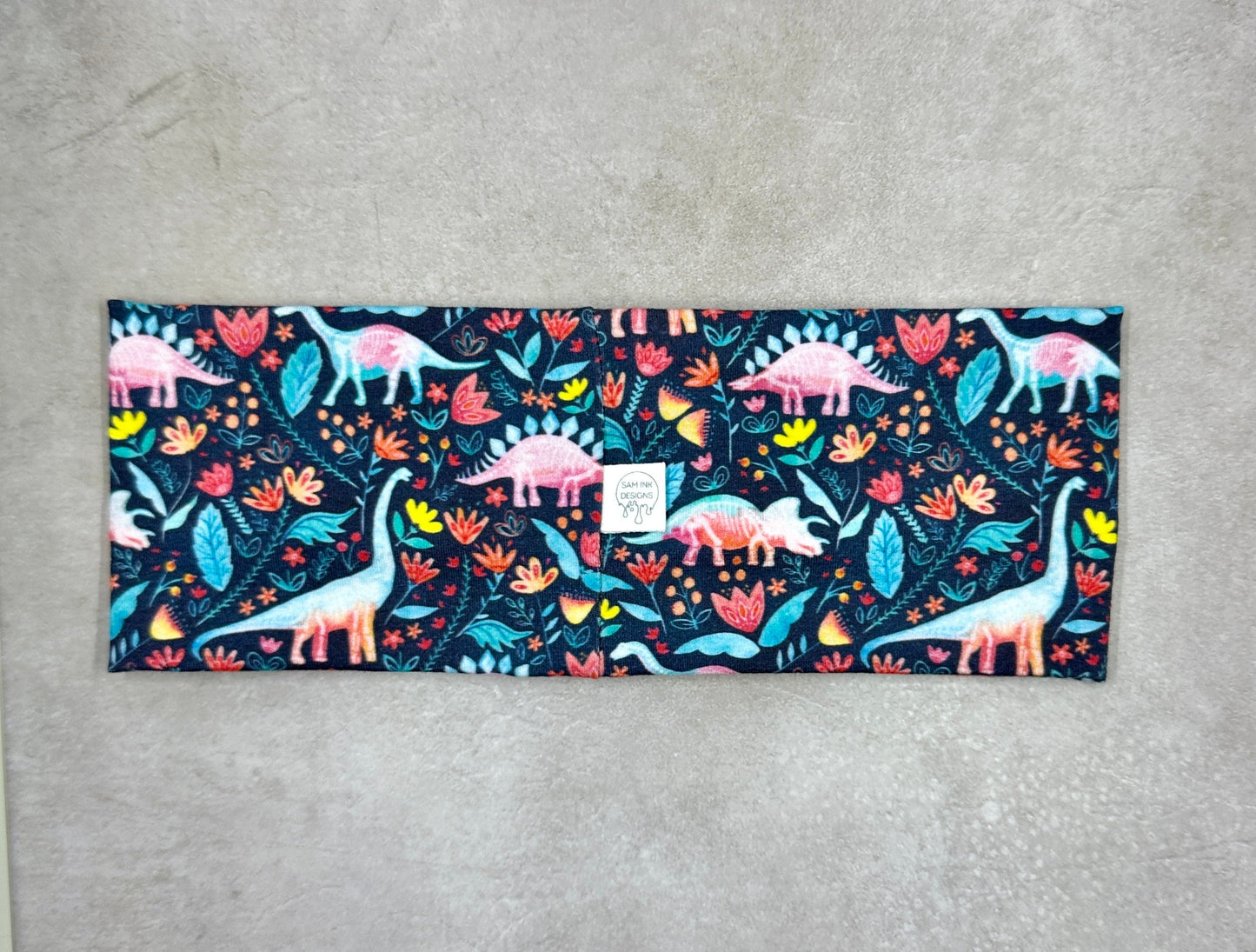 Dino Floral Headband Jersey Knit Soft Headbands T Rex Bandeau Dino Flower and  Bones