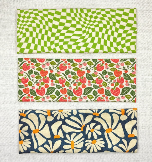 Handmade 90s Style Headband: Checkers, Strawberry, Daisy Print