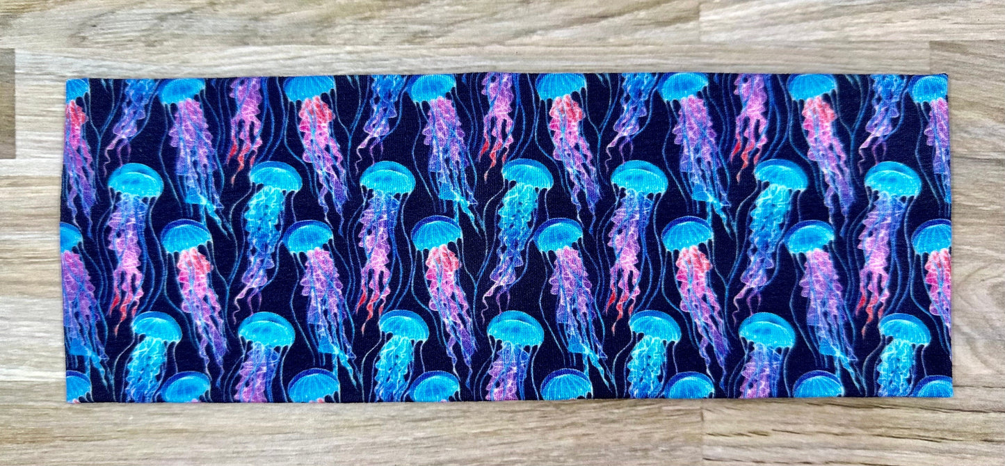 Jellyfish and Penguins Watercolor Handmade Headbands Jersey Knit Soft