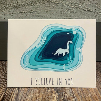 Nessie Greeting Card: Loch Ness Monster Topographical Design