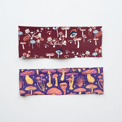 Mushroom Headband Purple and Red Handmade Bandeau Jersey Knit Soft