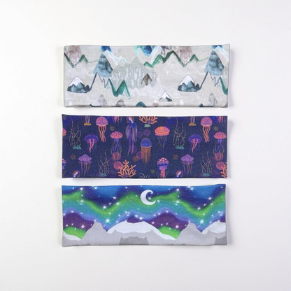 Alaskan Northern Lights Mountains and Jellyfish Handmade Headbands Jersey Knit Soft