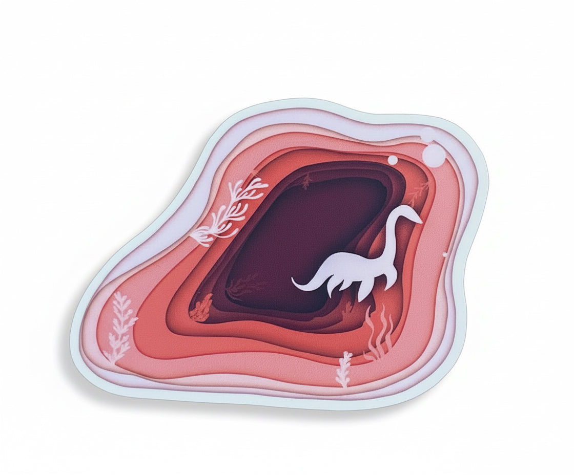 Loch Ness Monster Sticker: Coral Nessie Art, Waterproof Vinyl