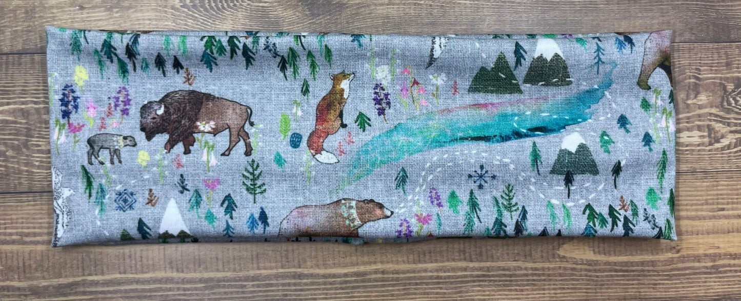 Handmade Alaska Headband: Bison, Fox, Bear Forest Print