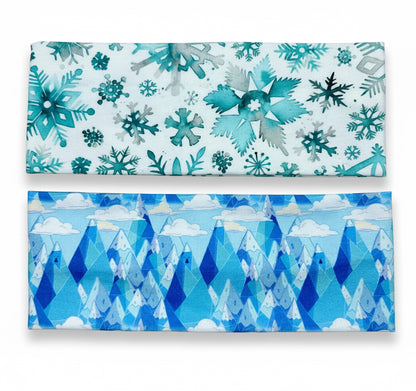 Snowflakes Headband and Ice Mountains Handmade Headbands  Jersey Knit Soft