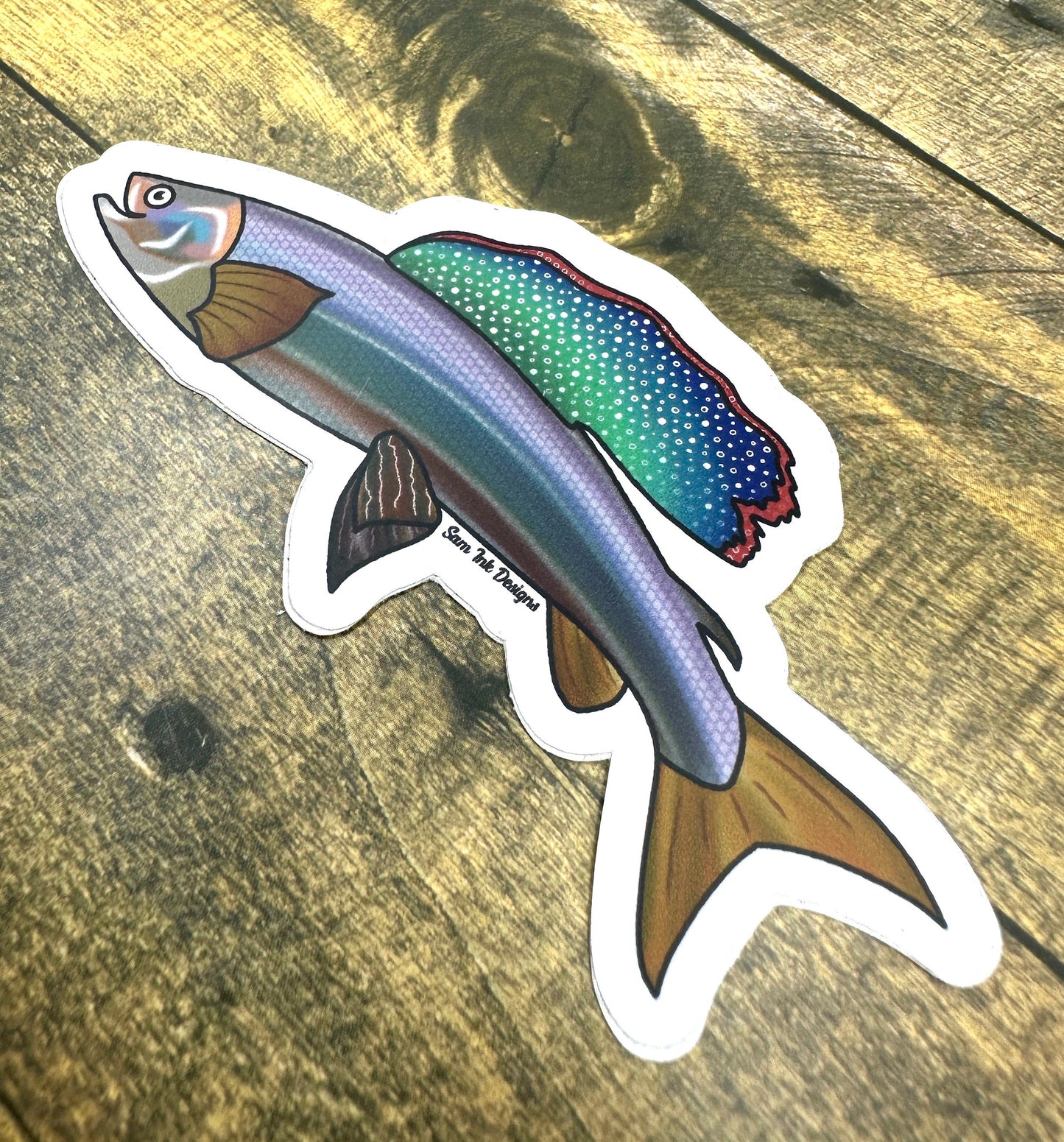 Arctic Grayling Fish Sticker: Holographic Alaska Decal