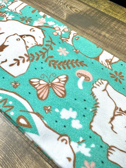 Polar Bear Heabdnsd, Alaska Ulu Headband, Handmade Knit Soft Headbands, Forrest and Mushroom