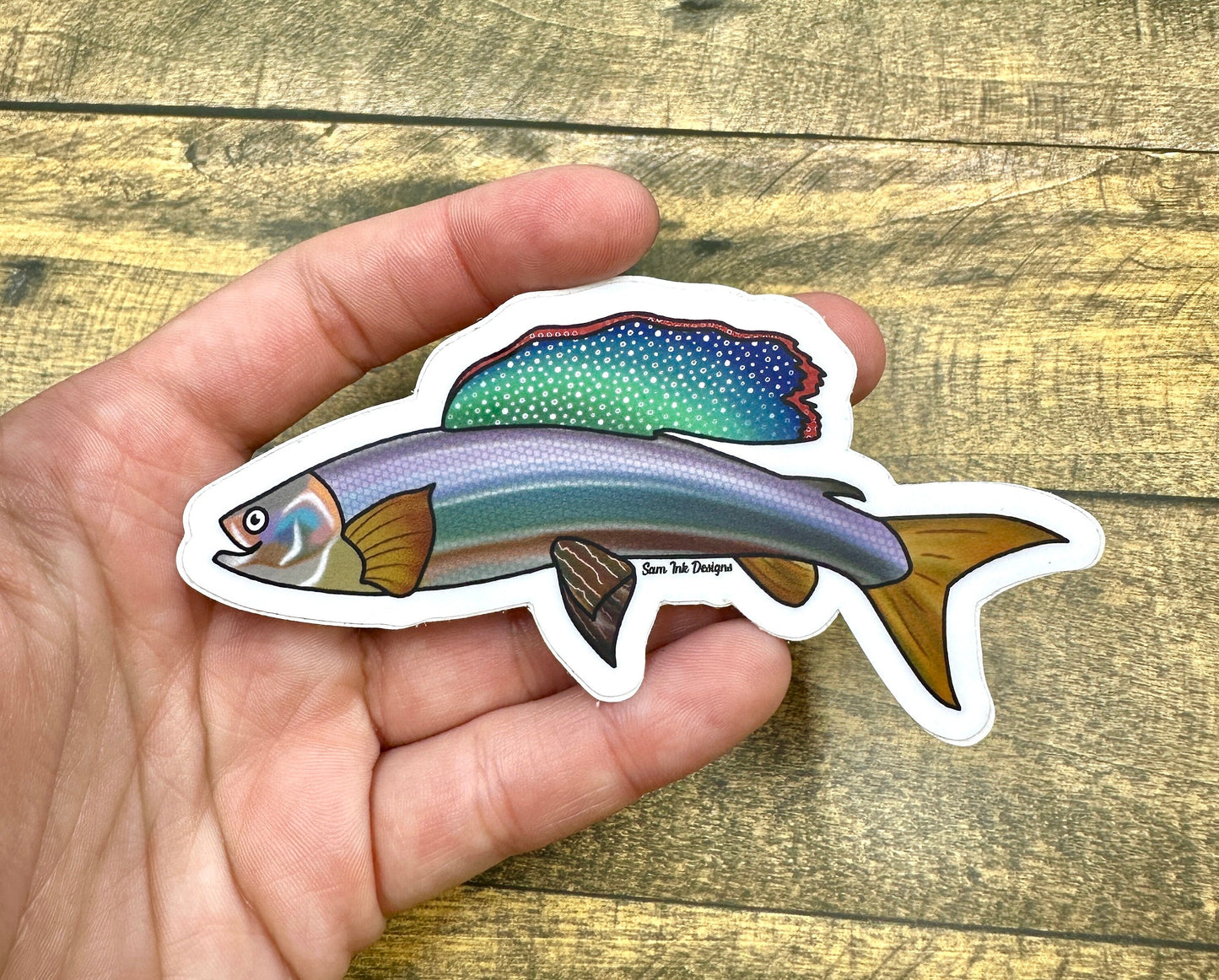 Arctic Grayling Fish Sticker: Holographic Alaska Decal