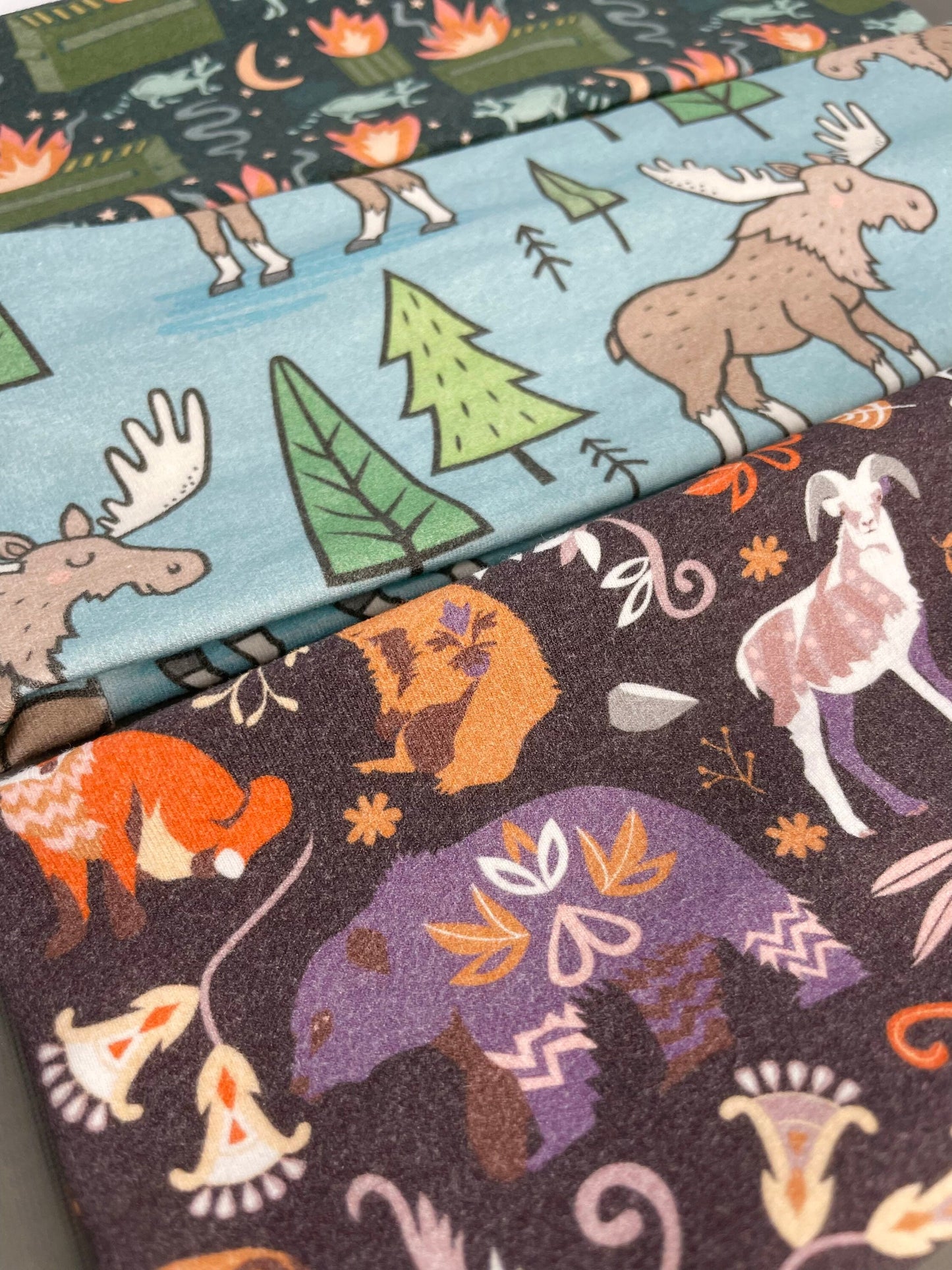 Wilderness Animals Moose Raccoons Handmade Headbands Jersey Knit Soft