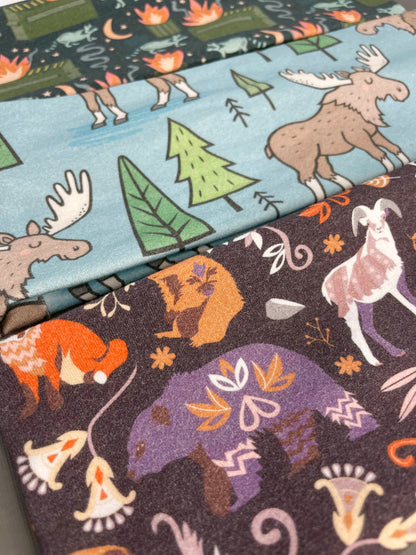 Wilderness Animals Moose Raccoons Handmade Headbands Jersey Knit Soft