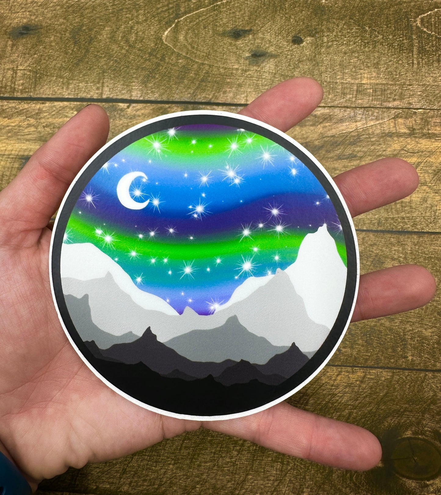 Alaska Mountain Aurora Sticker: Waterproof Vinyl Decal
