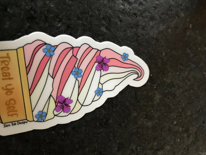 Ice Cream Sticker Alaska Wildflower Artwork Waterproof Decal for Laptops and Water Bottles