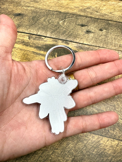 Columbine Flower Happens Keychain Floral Original Design