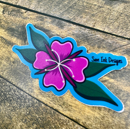 Alaska Sticker Fireweed Up close Floral Decal Waterproof Latop and Waterbottle Stickers
