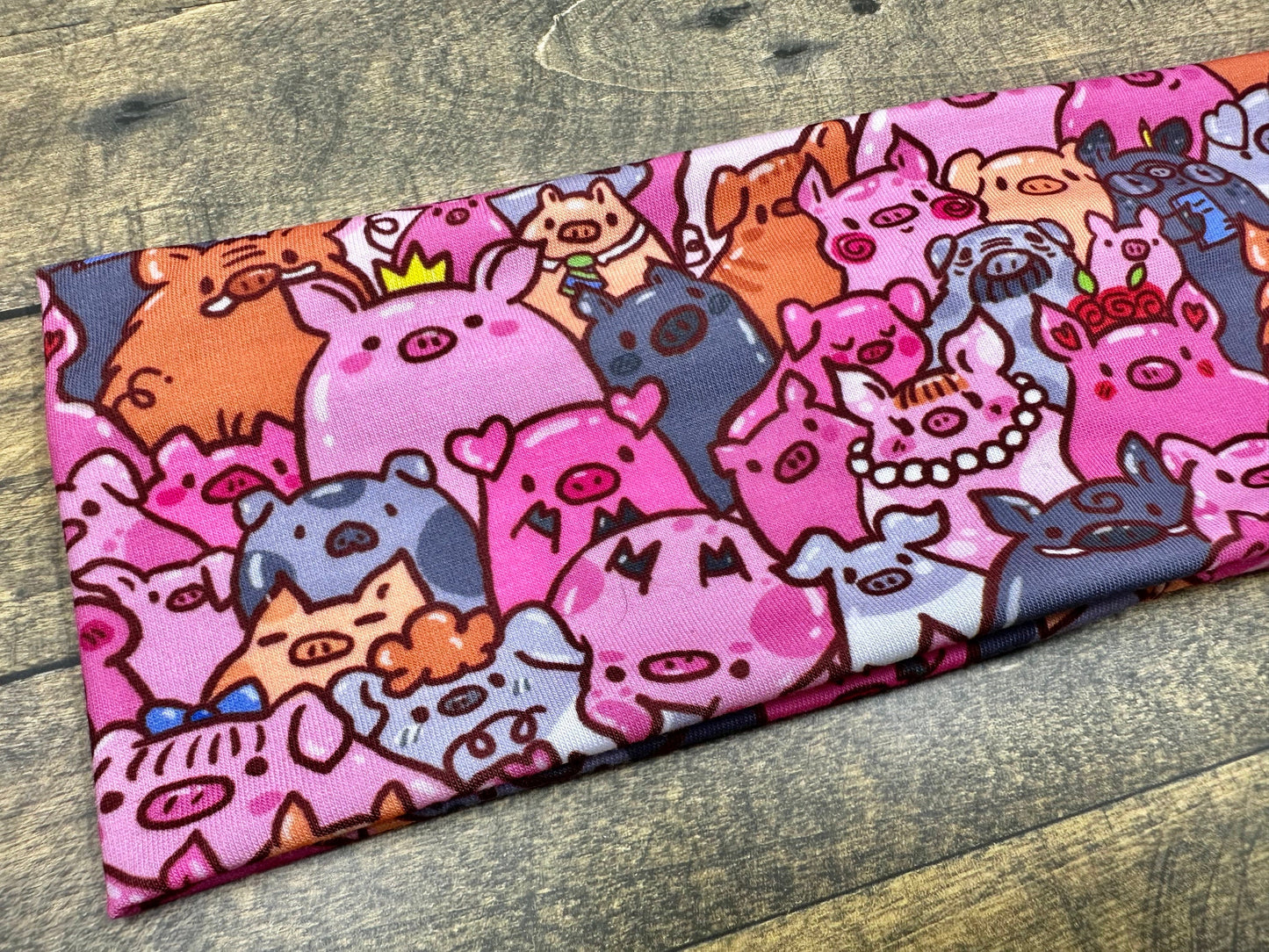 Handmade Pink Pig Headband: Jersey Knit Cartoon Headband