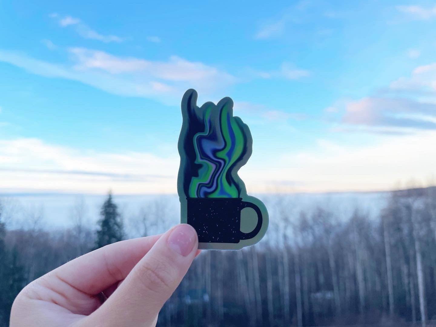 Coffee Mug Sticker Alaskan Aurora Sticker Waterproof