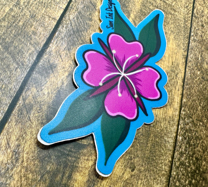 Alaska Sticker Fireweed Up close Floral Decal Waterproof Latop and Waterbottle Stickers