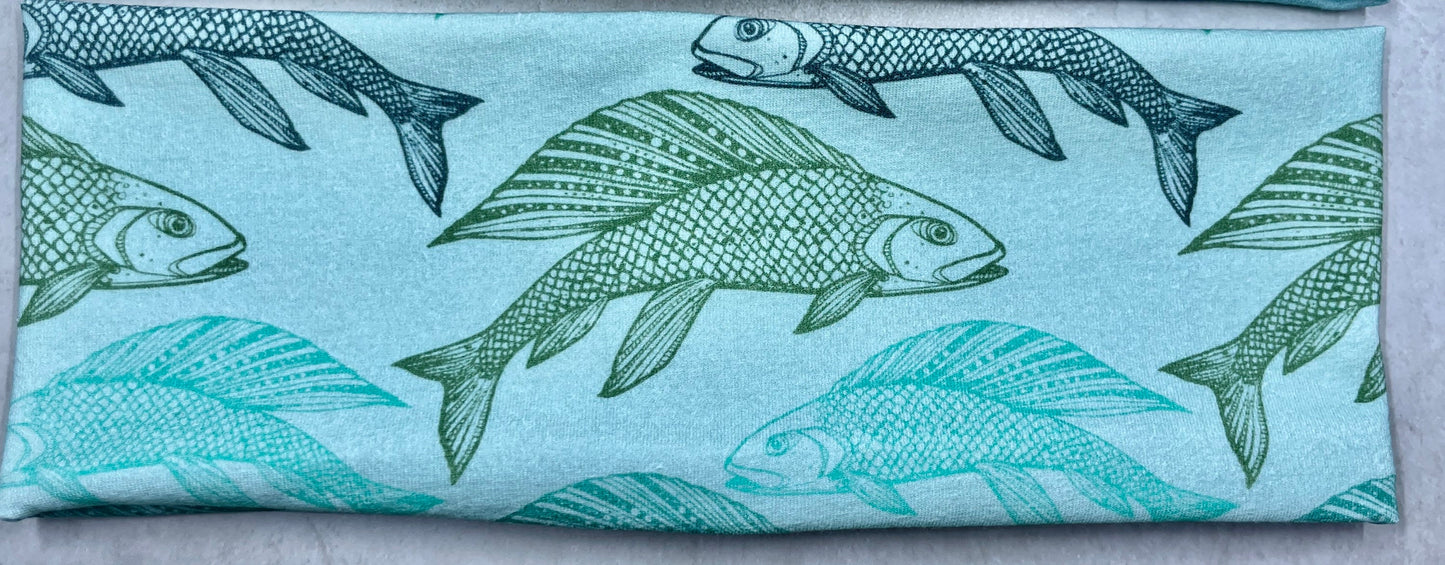Orca Barnacles Grayling Fish Watercolor Headbands Jersey Knit Soft